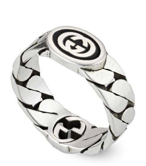 silver gucci panther ring|interlocking g ring in silver.